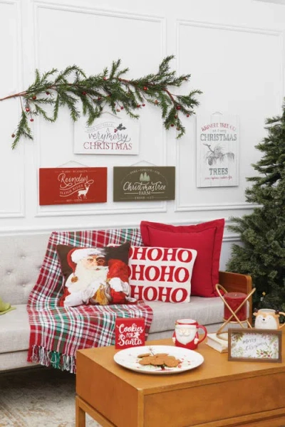C & F Home C&f Home Ho Ho Ho Reversible Knitted Christmas Throw Pillow, 14" X 22" In Red