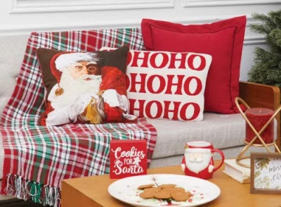 C & F Home C&f Home Ho Ho Ho Reversible Knitted Christmas Throw Pillow, 14" X 22" In Red