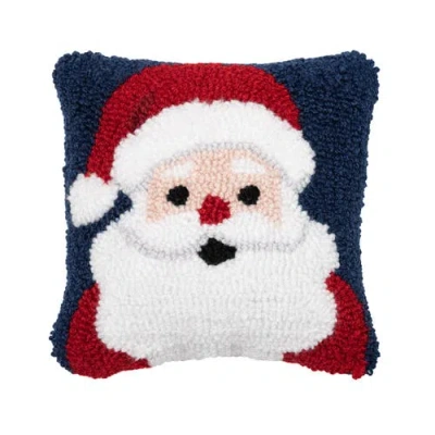 C & F Home C&f Home Christmas Santa Wishes Santa Face On Black Background Small Petite Accent Hooked Pillow, 8" In Multi
