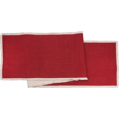 C & F Home C&f Home Fringed Cherry Table Runner 14" X 72" In Red