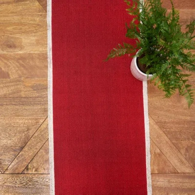 C & F Home C&f Home Fringed Cherry Table Runner 14" X 72" In Red