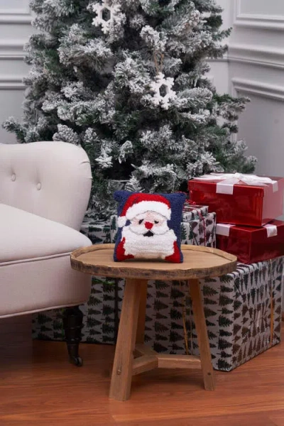 C & F Home C&f Home Christmas Santa Wishes Santa Face On Black Background Small Petite Accent Hooked Pillow, 8" In Multi
