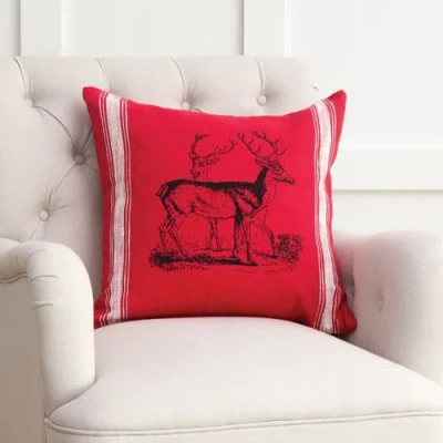 C & F Home C&f Home Stag Feed Sack Feed Sack Christmas Throw Pillow, 20" X 20" In Red