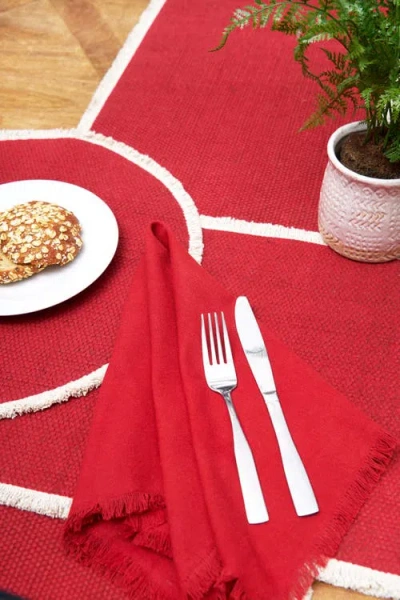 C & F Home C&f Home Fringed Cherry Table Runner 14" X 72" In Red