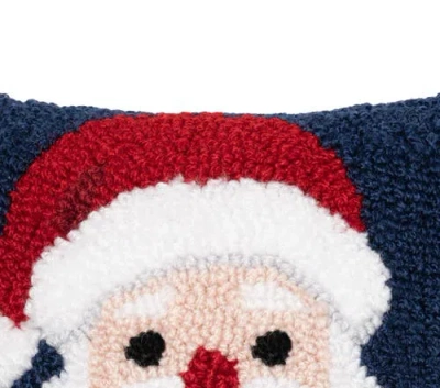 C & F Home C&f Home Christmas Santa Wishes Santa Face On Black Background Small Petite Accent Hooked Pillow, 8" In Multi