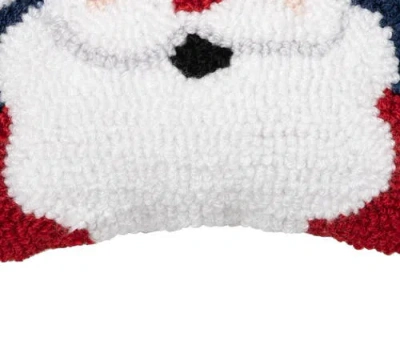 C & F Home C&f Home Christmas Santa Wishes Santa Face On Black Background Small Petite Accent Hooked Pillow, 8" In Multi