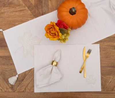 C & F Home C&f Home Neutral Maple Leaves Placemats Set Of 6, 14" X 20" In White