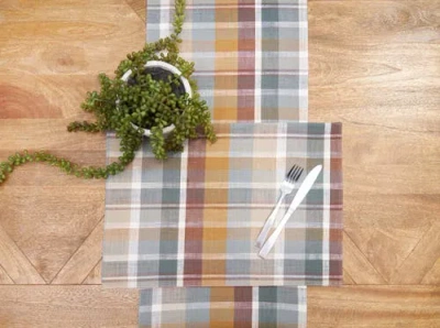 C & F Home C&f Home Aspen Plaid Table Runner 13" X 72" In Brown