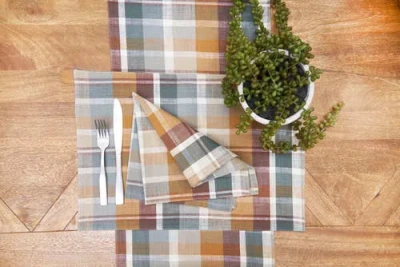 C & F Home C&f Home Aspen Plaid Table Runner 13" X 72" In Brown