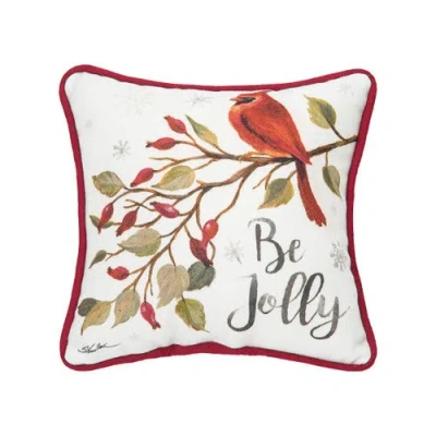C & F Home C&f Home Be Jolly Cardinal Small Petite Size Printed Christmas Small Petite Size Accent Throw Pillow In Red