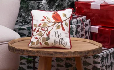 C & F Home C&f Home Be Jolly Cardinal Small Petite Size Printed Christmas Small Petite Size Accent Throw Pillow In Red