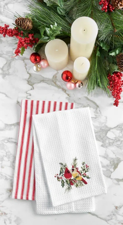 C & F Home C&f Home Cardinal Duo Berry Botanical Towel In White