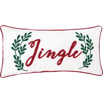 C & F Home C&f Home Jingle Sprig Chainstitch Christmas Throw Pillow, 18" X 18" In White