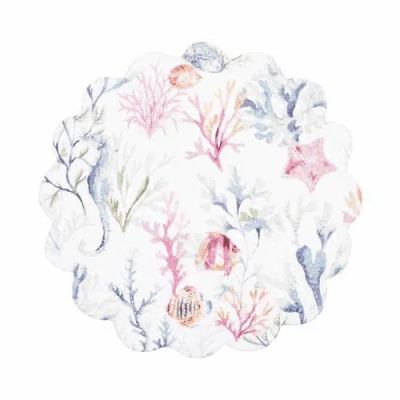 C & F Home C&f Home Nori Coral Round Placemats Set Of 6, 17" Decor In Multi