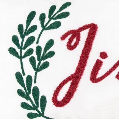 C & F Home C&f Home Jingle Sprig Chainstitch Christmas Throw Pillow, 18" X 18" In White