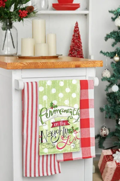 C & F Home C&f Home On The Naughty List Printed Flour Sack Kitchen Towel Dishtowel In Green
