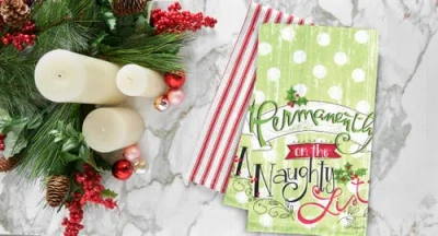 C & F Home C&f Home On The Naughty List Printed Flour Sack Kitchen Towel Dishtowel In Green