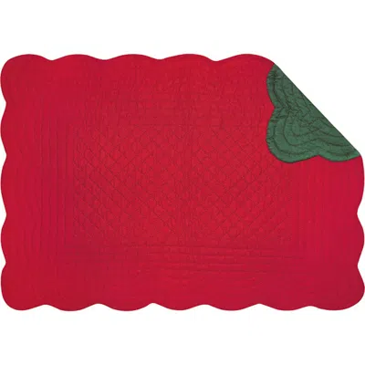 C & F Home C&f Home Christmas Red & Green Quilted Scalloped Edge Cotton Placemats, Set Of 6, 13" X 19" In Red