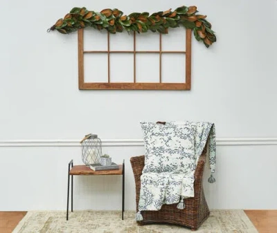 C & F Home C&f Home Esha Blue & White Damask Pattern Super Soft Cozy Accent Throw Blanket In White