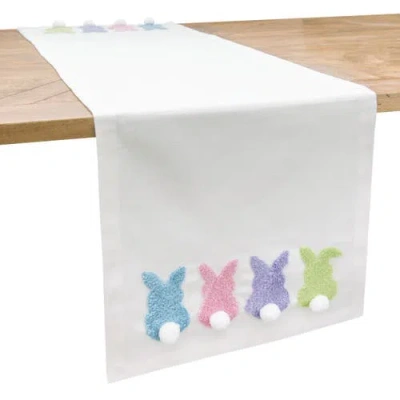 C & F Home C&f Home Easter Bunny Rabbit Bum Tufted Spring Cotton Quilted Table Runner 14" X 51" In White