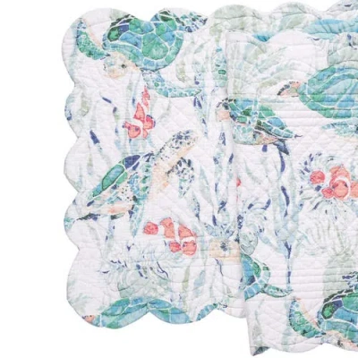 C & F Home C&f Home Sea Turtle Cove Table Runner 14" X 51" In Blue