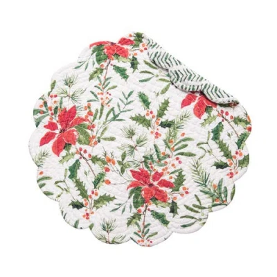 C & F Home C&f Home Silvia Poinsettia Round Placemats Set Of 6, 17" In Green
