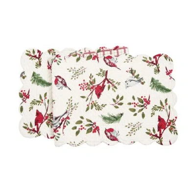 C & F Home C&f Home Sprig Birds Table Runner 14" X 51" In White