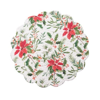 C & F Home C&f Home Silvia Poinsettia Round Placemats Set Of 6, 17" In Green