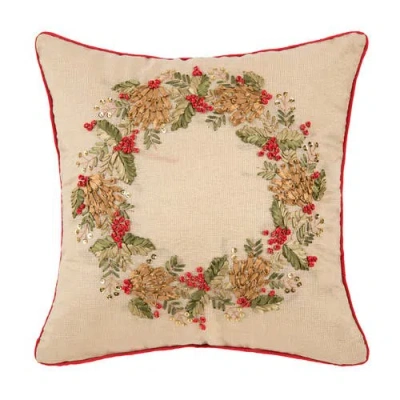C & F Home C&f Home Merry Wreath Christmas Throw Pillow, 18" X 18" In Neutral