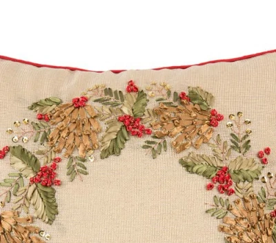 C & F Home C&f Home Merry Wreath Christmas Throw Pillow, 18" X 18" In Neutral