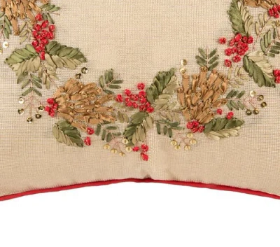 C & F Home C&f Home Merry Wreath Christmas Throw Pillow, 18" X 18" In Neutral