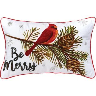 C & F Home C&f Home Be Merry Cardinal Printed And Embroidered Christmas Throw Pillow, 14" X 22" In Multi