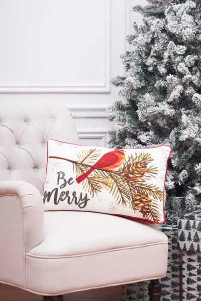 C & F Home C&f Home Be Merry Cardinal Printed And Embroidered Christmas Throw Pillow, 14" X 22" In Multi