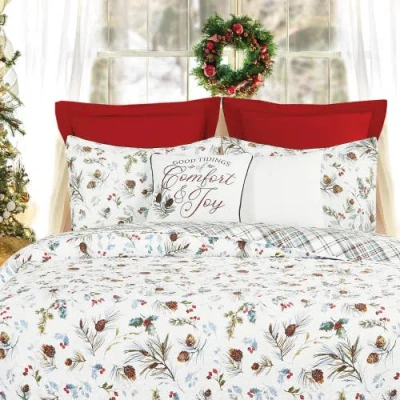 C & F Home C&f Home Comfort & Joy Embroidered Christmas Throw Pillow, 18" X 18" In White