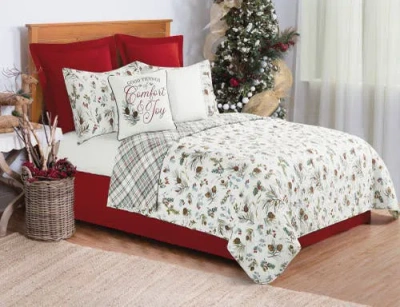 C & F Home C&f Home Comfort & Joy Embroidered Christmas Throw Pillow, 18" X 18" In White