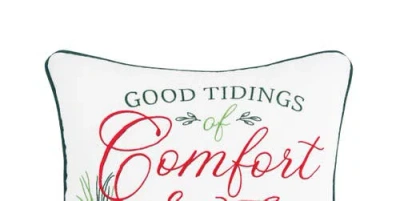 C & F Home C&f Home Comfort & Joy Embroidered Christmas Throw Pillow, 18" X 18" In White