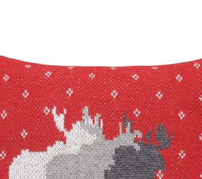 C & F Home C&f Home 3 Moose Cotton Small/petite Accent Pillow, 10" X 10" In Red