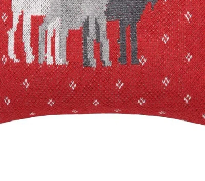 C & F Home C&f Home 3 Moose Cotton Small/petite Accent Pillow, 10" X 10" In Red