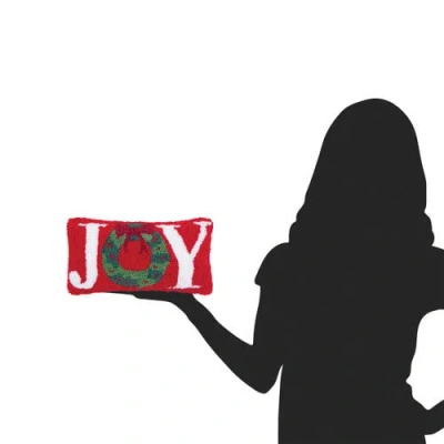 C & F Home C&f Home Christmas "joy" Wreath Small/petite Hooked Accent Pillow, 6" X 12" In Red