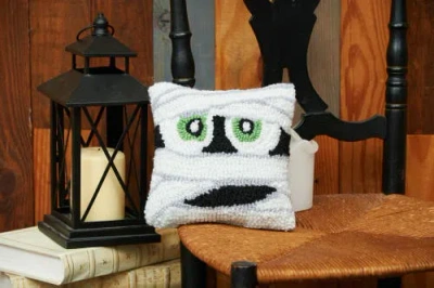 C & F Home C&f Home Mummy Face Small Accent Pillow 8" X 8" Fall Halloween Home Decor In White