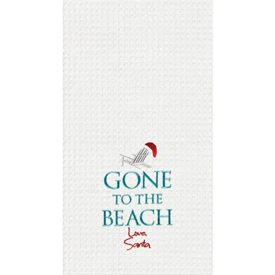 C & F Home C&f Home Gone To The Beach Santa Waffle Weave Cotton Kitchen Towel In White