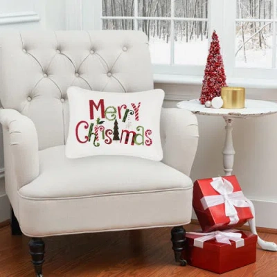 C & F Home C&f Home Christmas "merry Christmas" Embroidered Accent Pillow, 12" X 16" In Multi