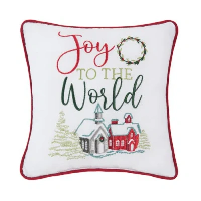 C & F Home C&f Home Joy To The World Small Christmas Accent Pillow, 10" X 10" In White