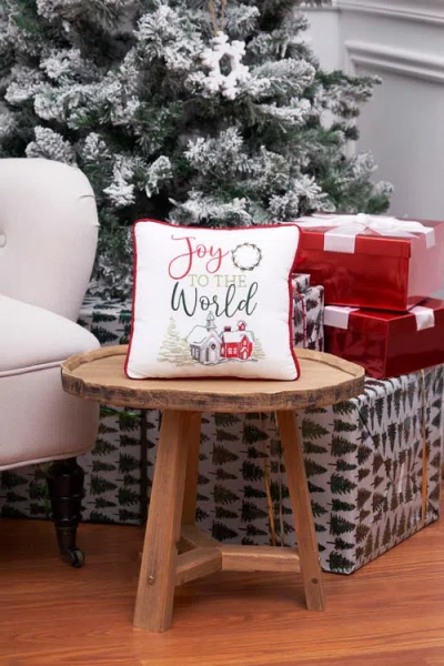 C & F Home C&f Home Joy To The World Small Christmas Accent Pillow, 10" X 10" In White