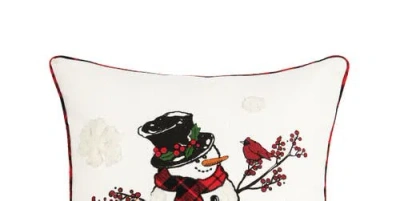 C & F Home C&f Home Snowman Cardinal Embroidered Christmas Throw Pillow, 18" X 18" In White