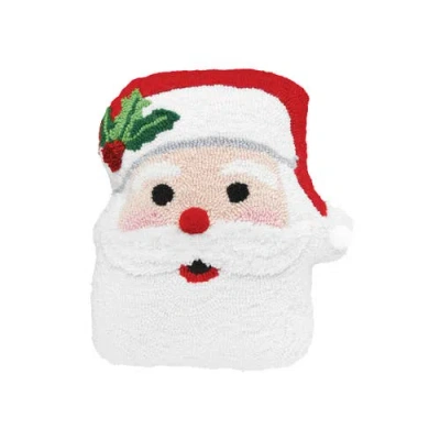C & F Home C&f Home St. Nick Shaped Hooked Christmas Throw Pillow, 16" X 16" In White