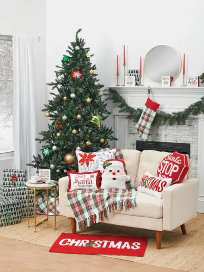 C & F Home C&f Home St. Nick Shaped Hooked Christmas Throw Pillow, 16" X 16" In White