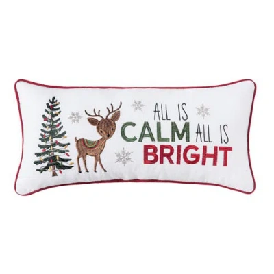 C & F Home C&f Home Calm & Bright Reindeer Small Christmas Accent Pillow, 10" X 20" In White