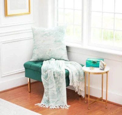 Elisabeth York Marble Juniper Throw Blanket In Blue