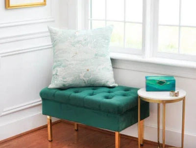 Elisabeth York Marble Juniper Throw Blanket In Blue